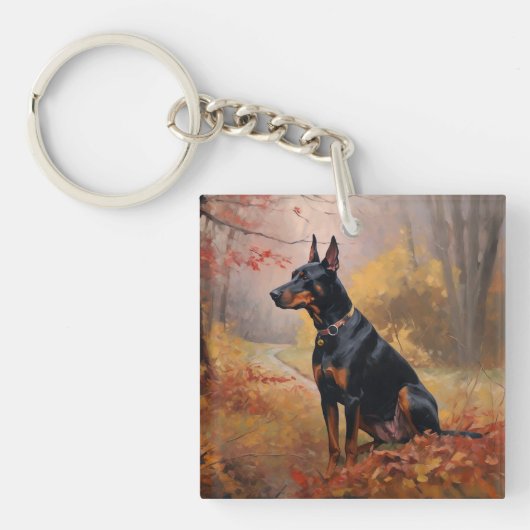Porte-clés Doberman en automne Feuilles automne Inspire (Devant)