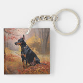 Porte-clés Doberman en automne Feuilles automne Inspire (Dos)