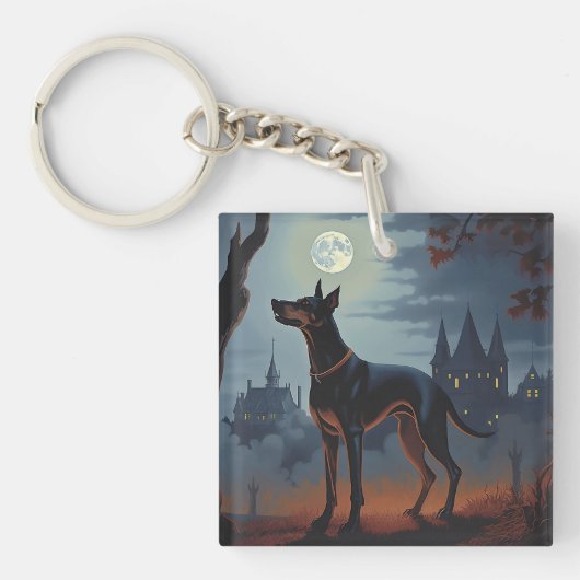 Porte-clés Doberman Halloween Épouvantable (Devant)