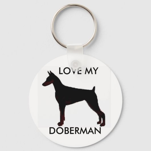 Porte-clés doberman noir, AIME MON, DOBERMAN (Recto)