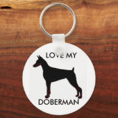 Porte-clés doberman noir, AIME MON, DOBERMAN (Recto)