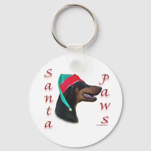 Porte-clés Doberman Pinscher (blk) Père Noël Paws (Recto)