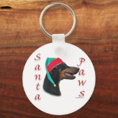 Porte-clés Doberman Pinscher (blk) Père Noël Paws (Verso)