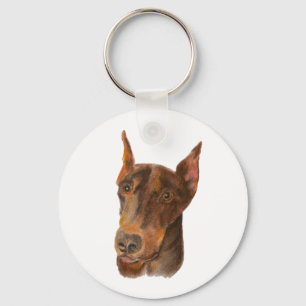 Porte-clés Doberman Pinscher Keychain Fob