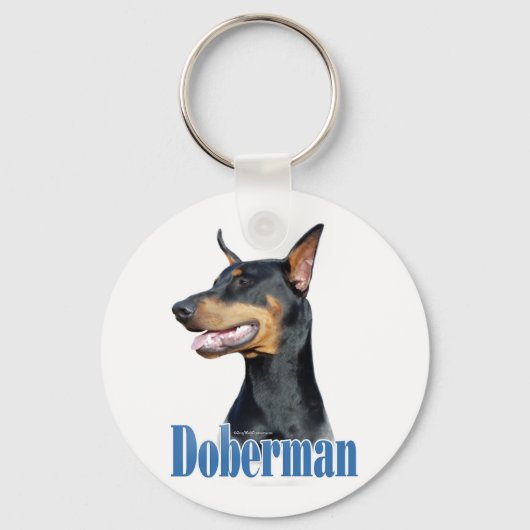 Porte-clés Doberman Pinscher (noir) Nom (Recto)
