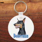 Porte-clés Doberman Pinscher (noir) Nom (Recto)