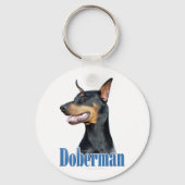 Porte-clés Doberman Pinscher (noir) Nom (Verso)