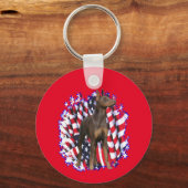Porte-clés Doberman Pinscher (rouge) Patriote (Verso)