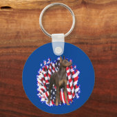 Porte-clés Doberman Pinscher (rouge) Patriote (Recto)