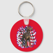 Porte-clés Doberman Pinscher (rouge) Patriote (Verso)