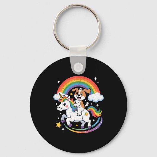 Porte-clés Dog And Unicorn Space Galaxy Rainbow Dogs (Recto)