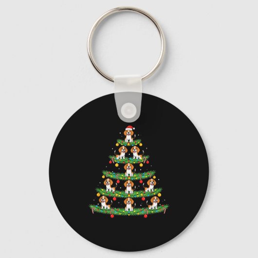 Porte-clés Dog Christmas Tree, Beagle Puppy Holiday Design Fo (Recto)