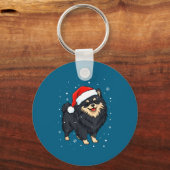 Porte-clés Dog Holiday Meranian Dog Santa Illustration - Fluf (Recto)