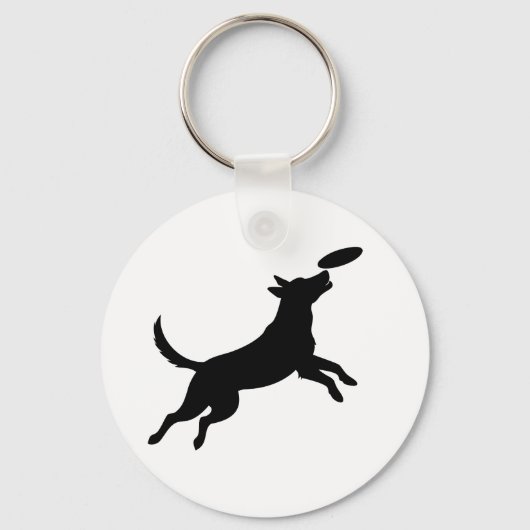Porte-clés dog jumping to catch a frisbee (Recto)