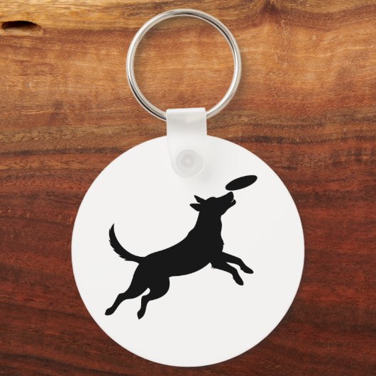 Porte-clés dog jumping to catch a frisbee (Recto)