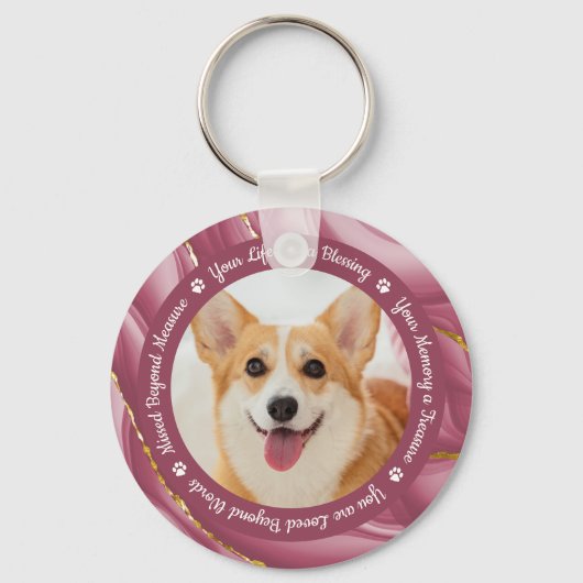 Porte-clés Dog Memorial Rose Gold 2 Personalized Pet Photo (Recto)