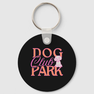 Porte-clés Dog Park Club En Rose Chaud Et Orange - Joli Chiot