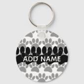 Porte-clés Dog Paw Print Custom Personalized Name (Verso)