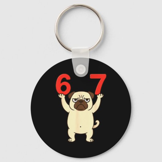 Porte-clés Dog Pug Funny 67 Meme Six Seven  (Recto)