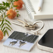 Porte-clés Dog Sledding à Québec, Canada (Devant Droit)