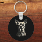 Porte-clés Dog Smoking Cigarette Funny Chihuahua Meme  (Recto)