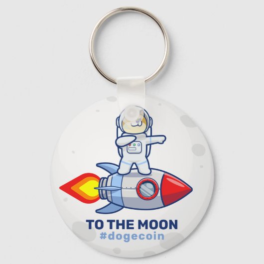 Porte-clés Dogecoin To The Moon Rocket Man Space Doge Crypto (Recto)
