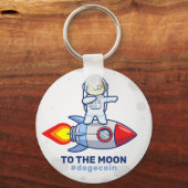 Porte-clés Dogecoin To The Moon Rocket Man Space Doge Crypto (Recto)