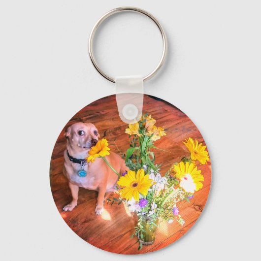 Porte-clés Doggie Sent les Fleurs ! (Recto)