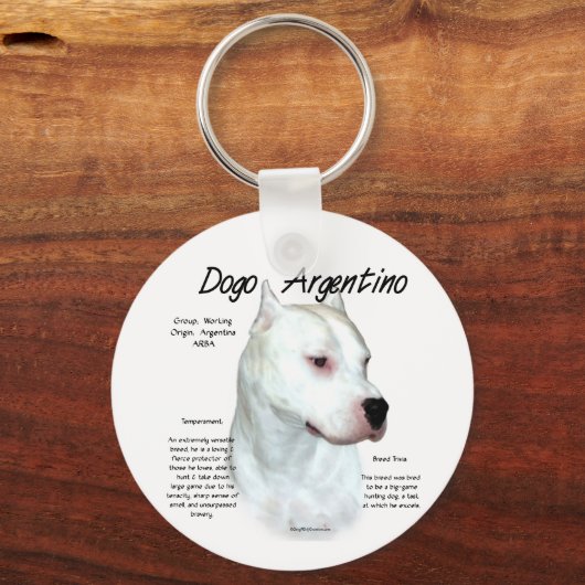 Porte-clés Dogo Argentino Histoire Design (Verso)