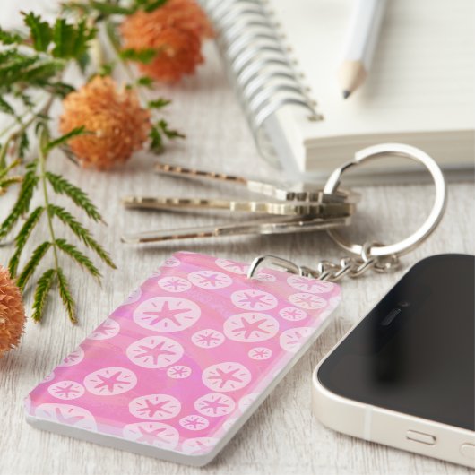 Porte-clés Dollar de sable blanc et rose (Devant droit)