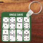 Porte-clés Dominos blancs sur Vert Personnalisé (Verso)