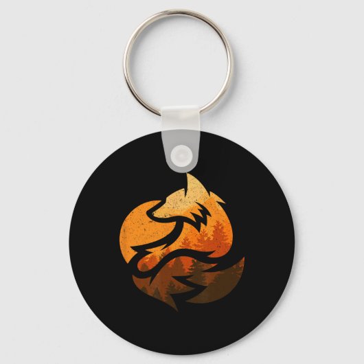 Porte-clés Don De Design Animal Fox Avec Nature Trees Chasse (Recto)