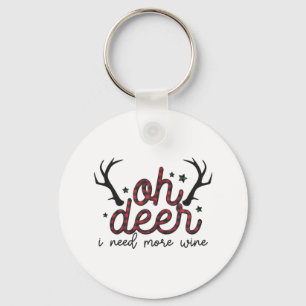 Porte-clés Don de Noël Oh Deer J'ai besoin de plus de vin