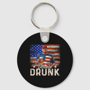 Porte-clés Donald Drunk Trump Boire de la bière 4 juillet Amé