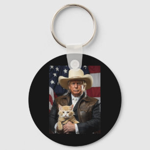 Porte-clés Donald Trump Chemise de chat Cowboy Drapeau améric