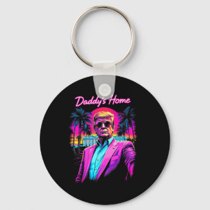 Porte-clés Donald Trump Papa est à la maison drôle Meme Art