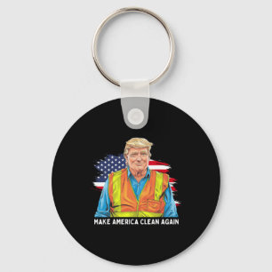 Porte-clés Donald Trump portant un gilet de travailleur de ga