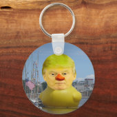 Porte-clés Donald Trump Rubber Yellow Duck Button Keychain (Recto)