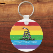 Porte-clés Don't tread on me Gadsden flag LGBT Rainbow grunge (Recto)