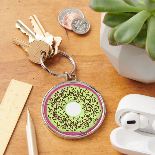 Porte-clés Donut au Choco Sprinkle avec glaçage Matcha, Beign (Bureau)
