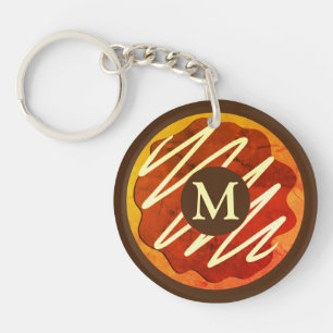 Porte-clés Donut au chocolat rond monogramme personnalisé