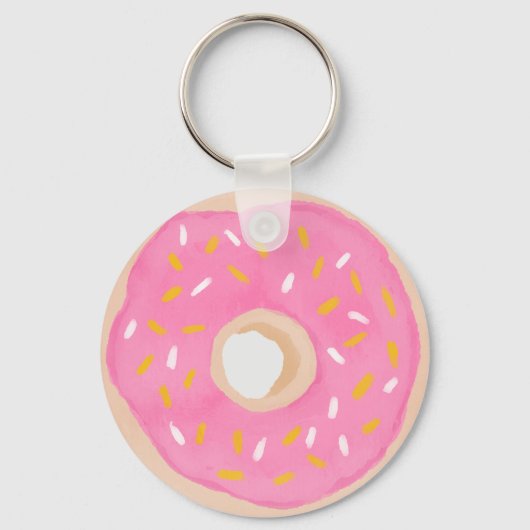 Porte-clés Donut rose aquarelle (Recto)