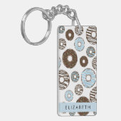Porte-clés Donuts Bleus, Donuts Brown, Sprinkings, Votre Nom (Devant gauche)