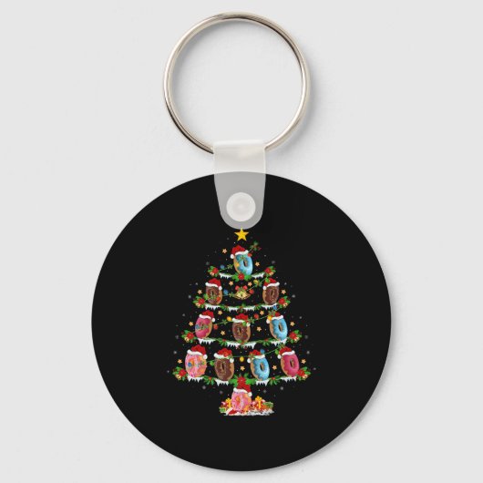 Porte-clés Donuts Christmas Tree Lights Funny Fast Food Donut (Recto)