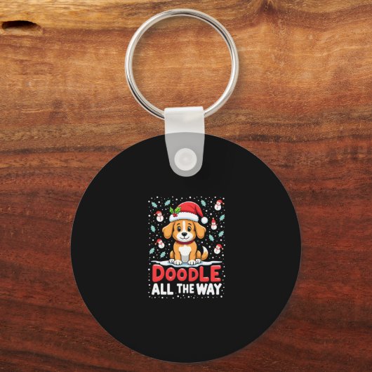 Porte-clés Doodle All The Way Funny Goldendoodle Santa Hat Ch (Recto)
