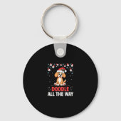 Porte-clés Doodle All The Way Funny Goldendoodle Santa Hat Ch (Recto)