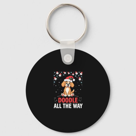 Porte-clés Doodle All The Way Funny Goldendoodle Santa Hat Ch (Recto)