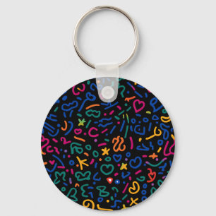 Porte-clés Doodle amusant coloré formes vibrantes