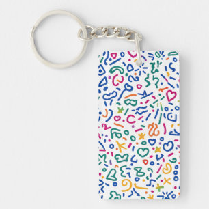 Porte-clés Doodle amusant coloré formes vibrantes