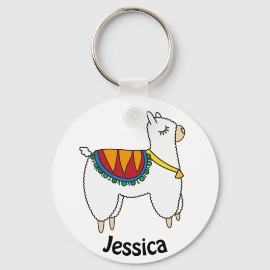 Porte-clés Doodle Cute Alpaca Personnalisé (Recto)
